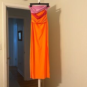 small copper closet maxi org dress with tags !